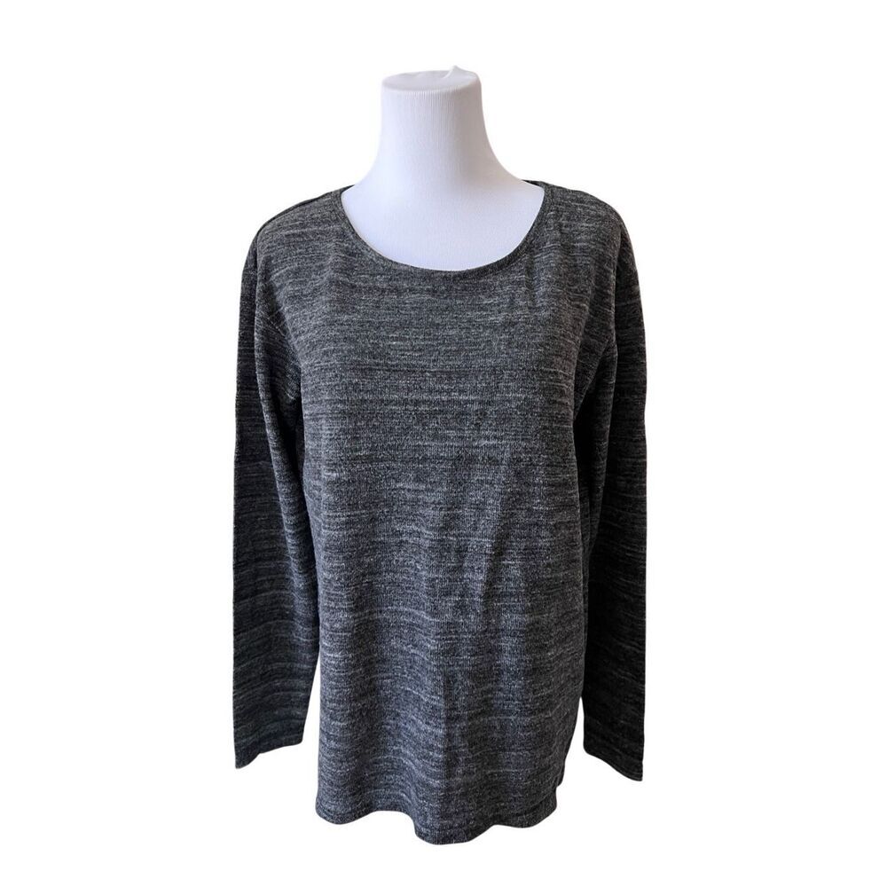 Columbia Hearth Pullover LS Charcoal Gray Top Shirt LARGE Cozy Minimalist Casual
